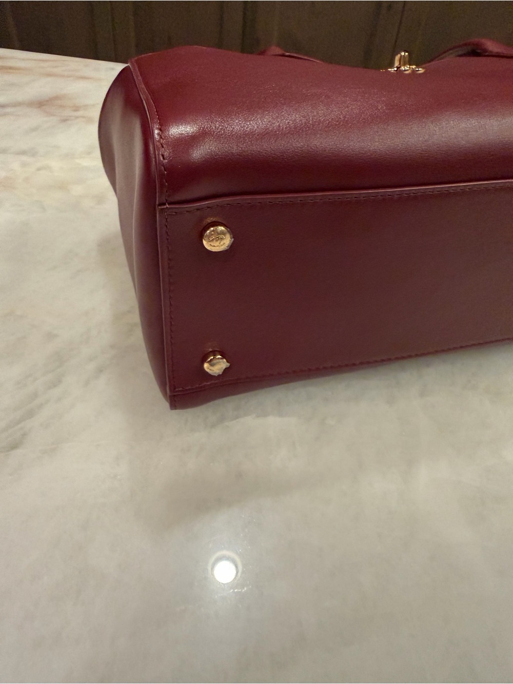 CHANEL Burgundy Leather Top-Handle Tote with Gold CC. New in box never used. - Picture 4 of 5
